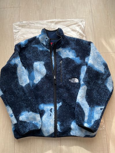 Supreme x The North Face Bleached Denim Print Fleece Jacket "Indigo"