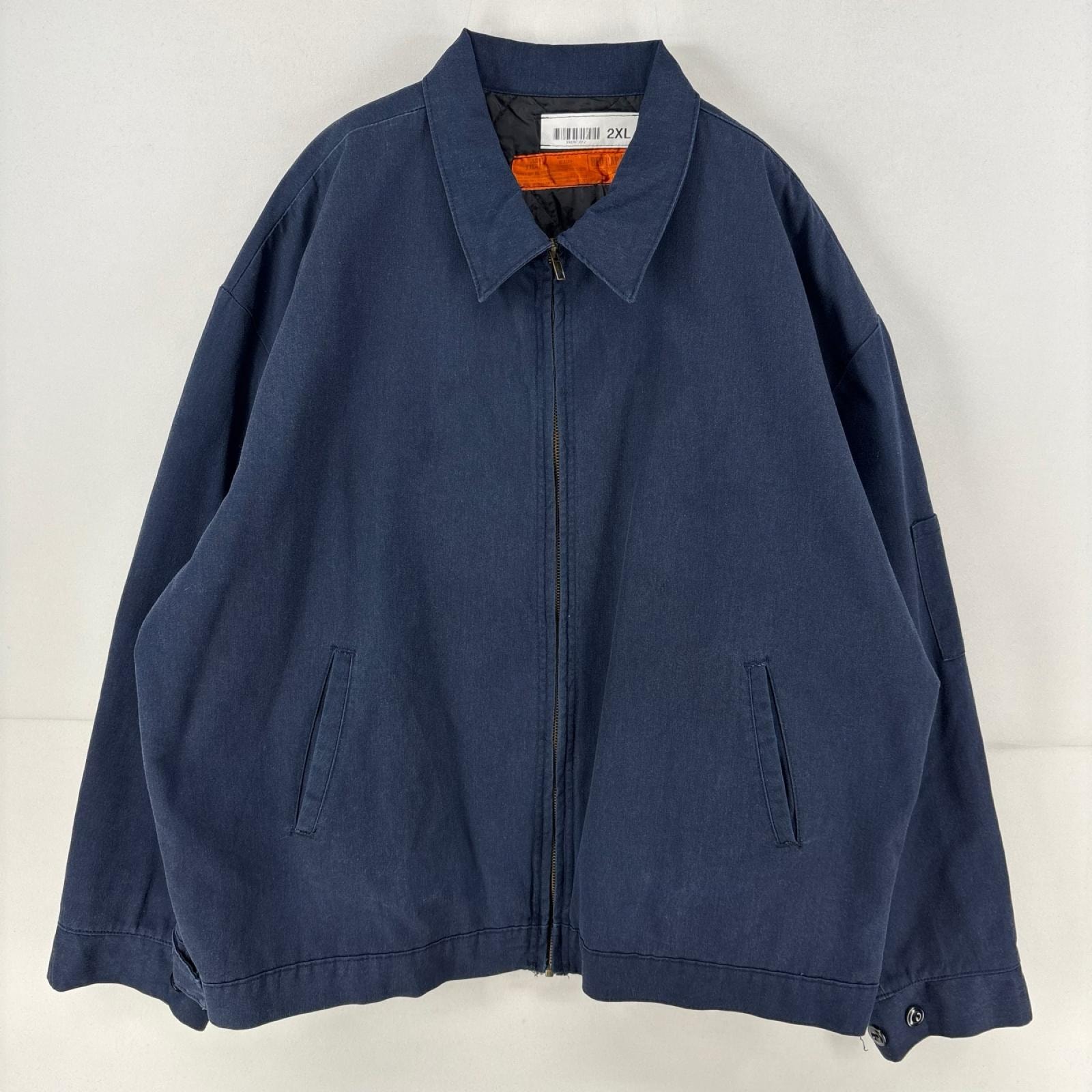 古着 レッドキャップ RED KAP ジャケット フルジップ ワーク 作業着 中綿 ブルゾン 大きいサイズ 2XL  ネイビー 無地 メンズ