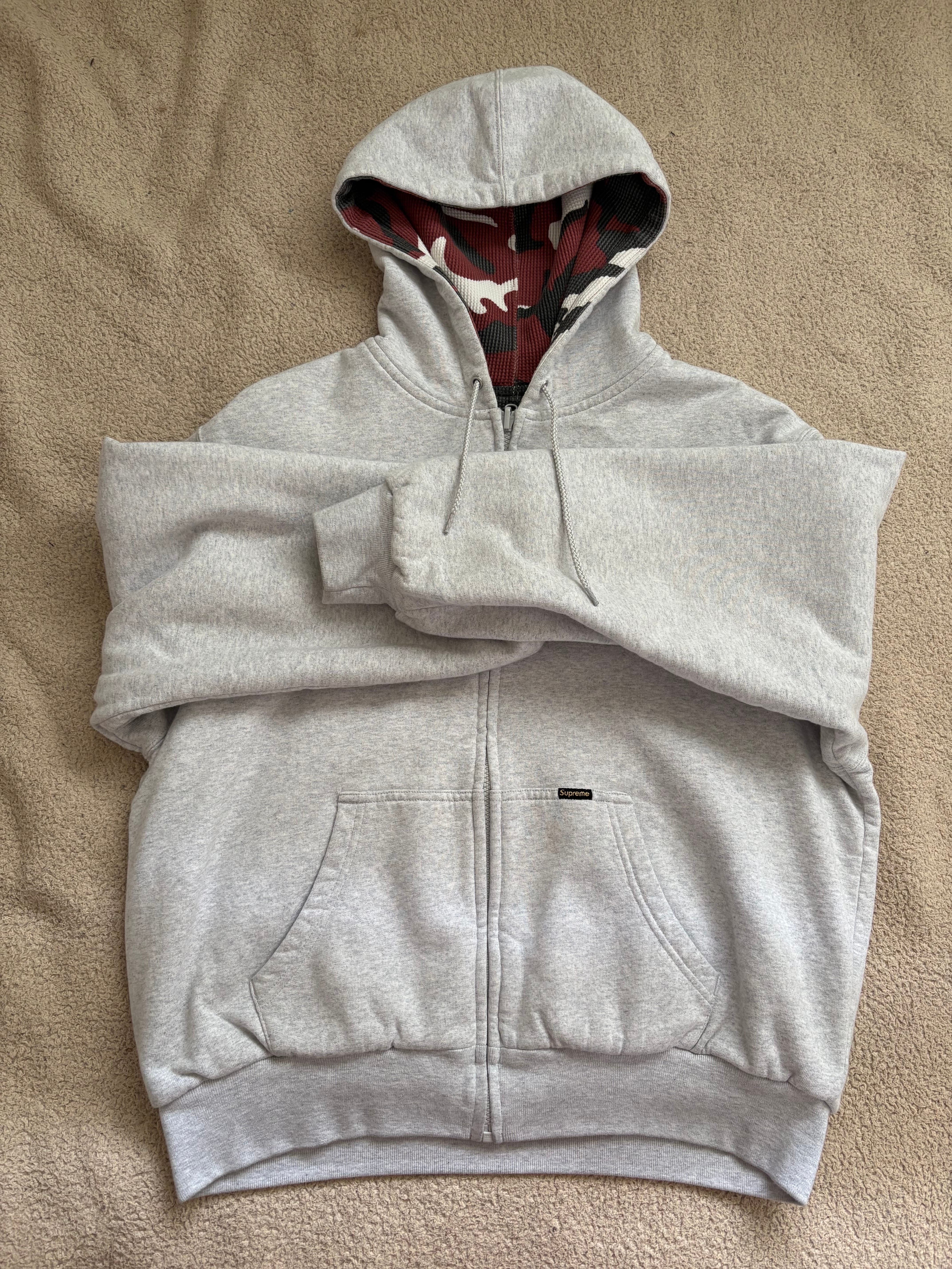Supreme Reversible Work Zip Up Hooded Sweatshirt "Ash Grey"