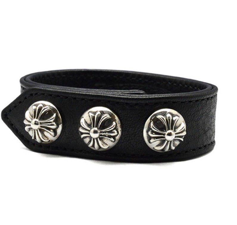Chrome Hearts 3 Button 2 Snap Bracelet Cross "Black"