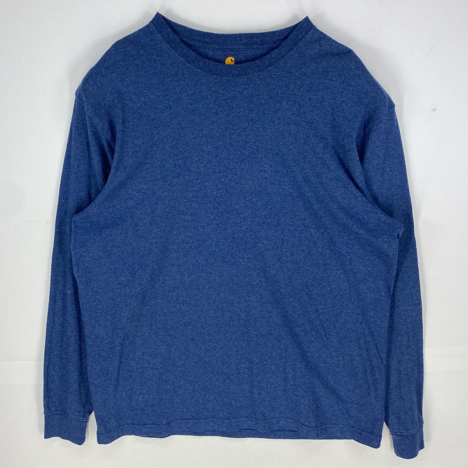 古着 カーハート Carhartt 長袖Tシャツ 袖ロゴ プルオーバー ロンT クルーネック L  ブルー系 メンズ