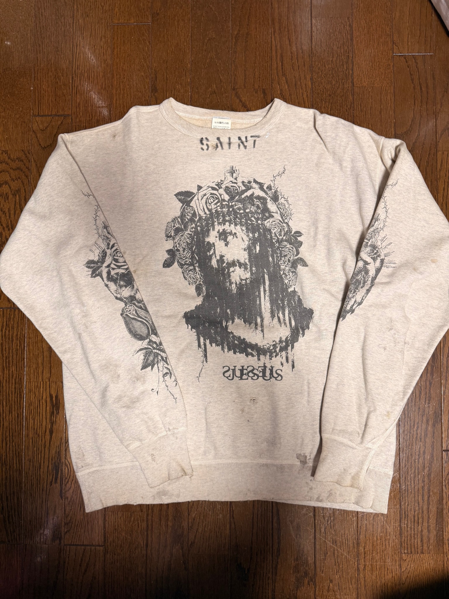 SAINT Mxxxxxx  x Kosuke Kawamura SWEAT SHIRT JESUS "Grey"