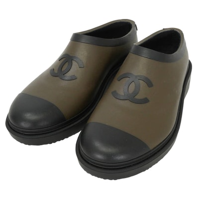 CHANEL シャネル ブーツ レイン スリッポン ココマーク 24A 黒 (ブラック)/カーキ ラバー 23cm(#36) G45837 新品未使用