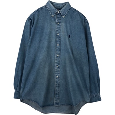 古着 ラルフローレン Ralph Lauren POLO by Ralph Lauren BLAKE 長袖 ボタンダウンデニムシャツ メンズL相当/eaa668195