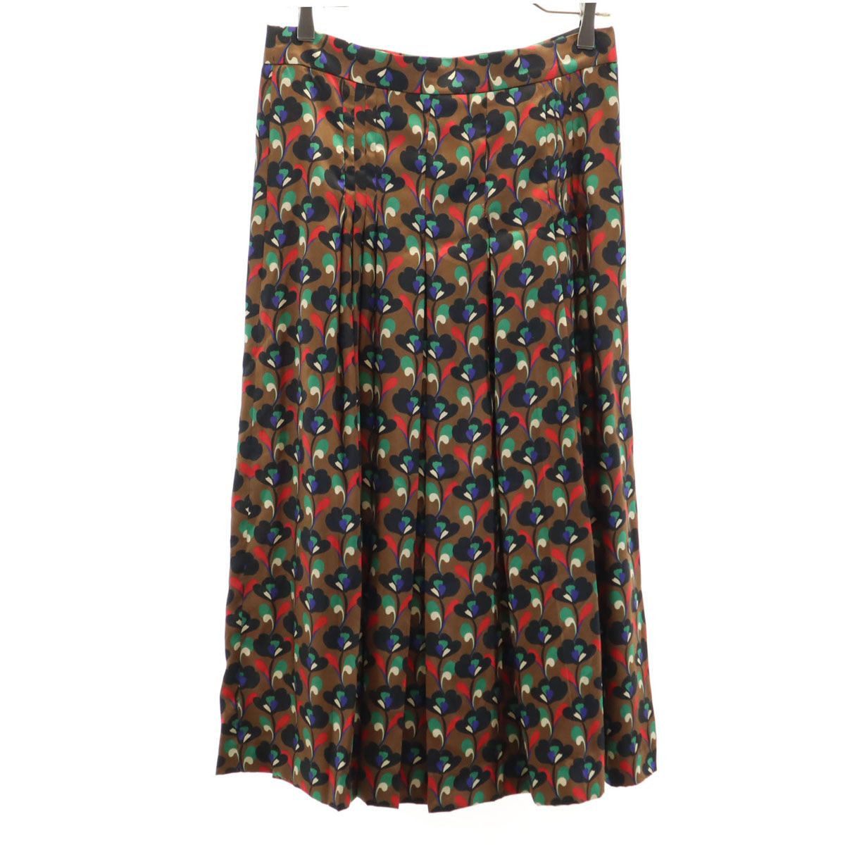 ZARA ザラ 花柄 ロング丈 プリーツスカート M ブラウン