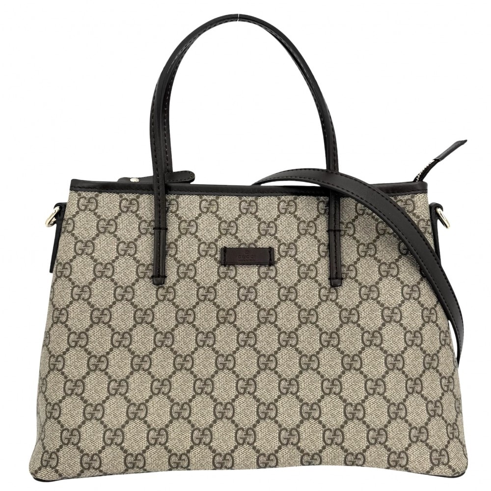 GUCCI グッチ 2WAY 斜め掛け ハンドバッグ トートバッグ ショルダーバッグ 353440 GGスプリームキャンバス  レザー   ブラウン 茶 ベージュ ゴールド金具 レディース 美品【中古品】