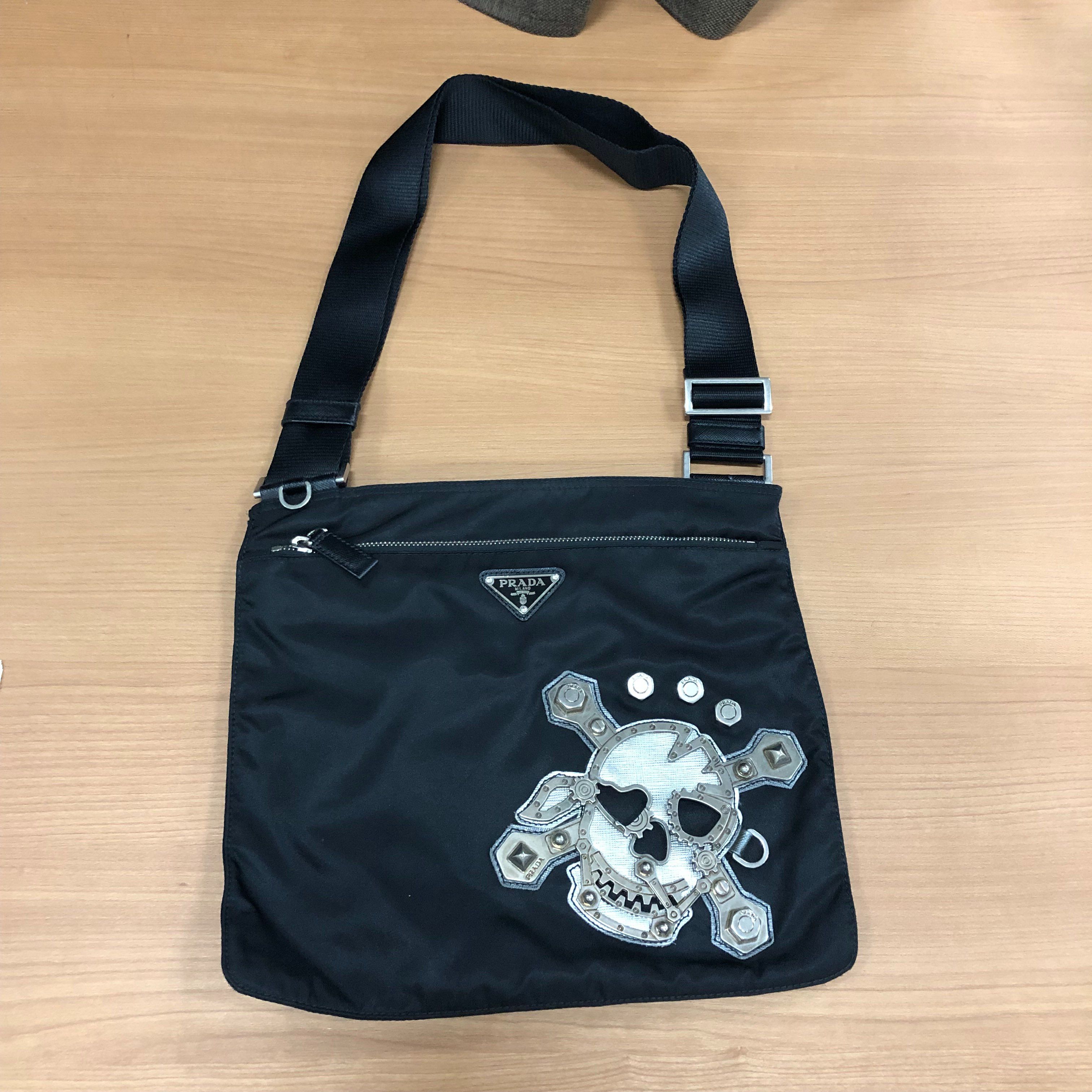 PRADA Tassuto Saffiano Metal Skal Shoulder Bag "Black"