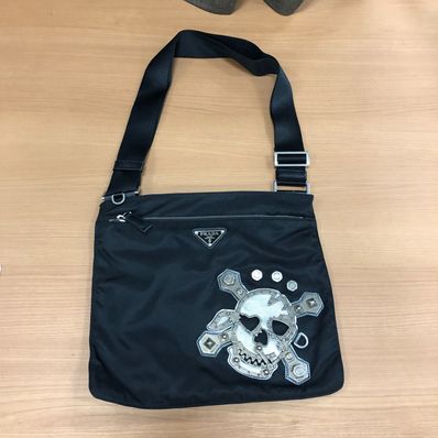 PRADA Tassuto Saffiano Metal Skal Shoulder Bag "Black"