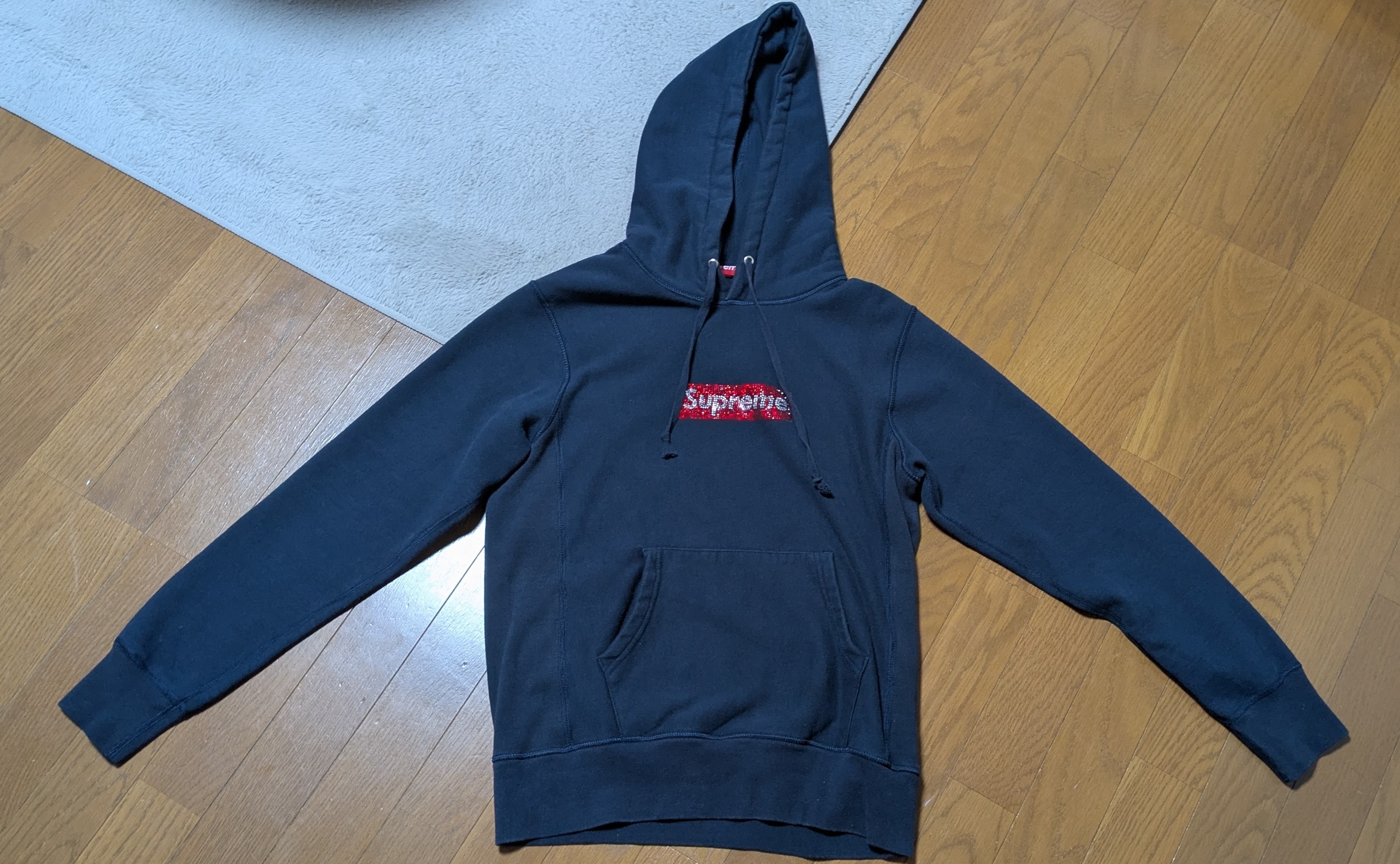 Supreme / Swarovski® Box Logo Hooded Sweeatshirt "Navy"