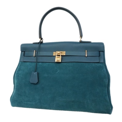 ★SALE【6hd3257-g】エルメス ハンドバッグ ケリーリラックス50 グリズリー ブルータラサ シャンパンゴールド金具 □Q刻印【中古】メンズ