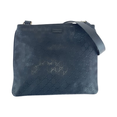 美品 GUCCI グッチ GGインプリメ ブラック 黒 シルバー金具 GGキャンバス レザー/ ショルダーバッグ ポシェット 男女兼用 506343 【中古】