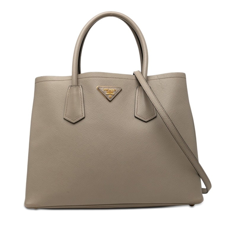 プラダ キュイール ダブル ハンドバッグ ショルダーバッグ 2WAY B2756T ベージュ サフィアーノレザー レディース PRADA 【中古】