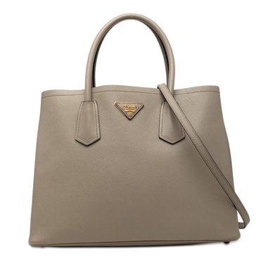 プラダ キュイール ダブル ハンドバッグ ショルダーバッグ 2WAY B2756T ベージュ サフィアーノレザー レディース PRADA 【中古】