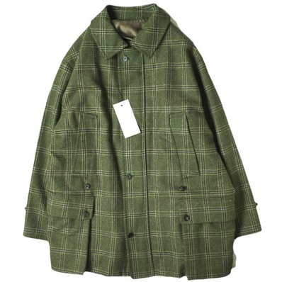 A.PRESSE アプレッセ 23AW 日本製 Hunting Half Coat ハンティングハーフコート 23AAP-01-11H 3 OLIVE ツイード ステンカラー アウター g19625