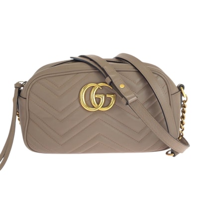 GUCCI グッチ GGマーモント ベージュ ゴールド金具 レザー ショルダーバッグ メッセンジャーバッグ 603583 【中古】