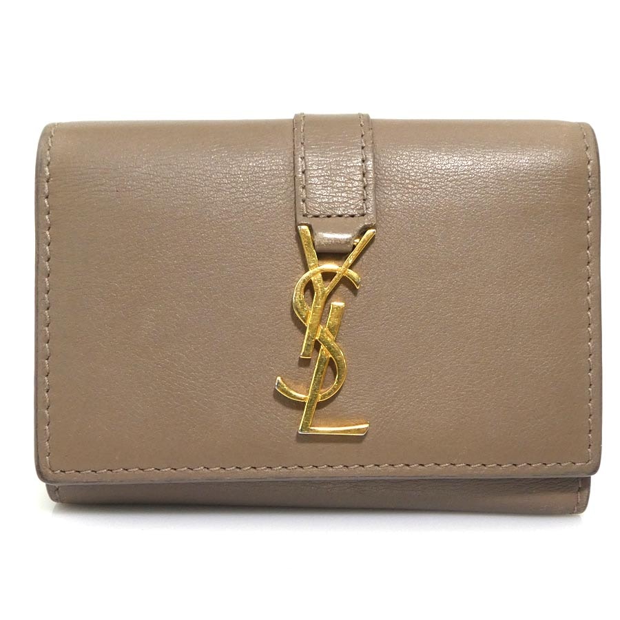 サンローラン SAINT LAURENT キーケース レザー ブラウン ゴールド レディース 613334【中古】 h31940
