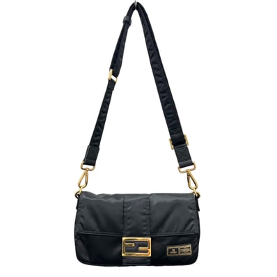 FENDI × PORTER 希少 極美品 フェンディ ポーター コラボ マンマバケット 3way ハンドバッグ ショルダーバッグ ウエストバッグ 7VA472 ナイロン レザー ブラック クロスボディ Aランク 中古 鑑定済