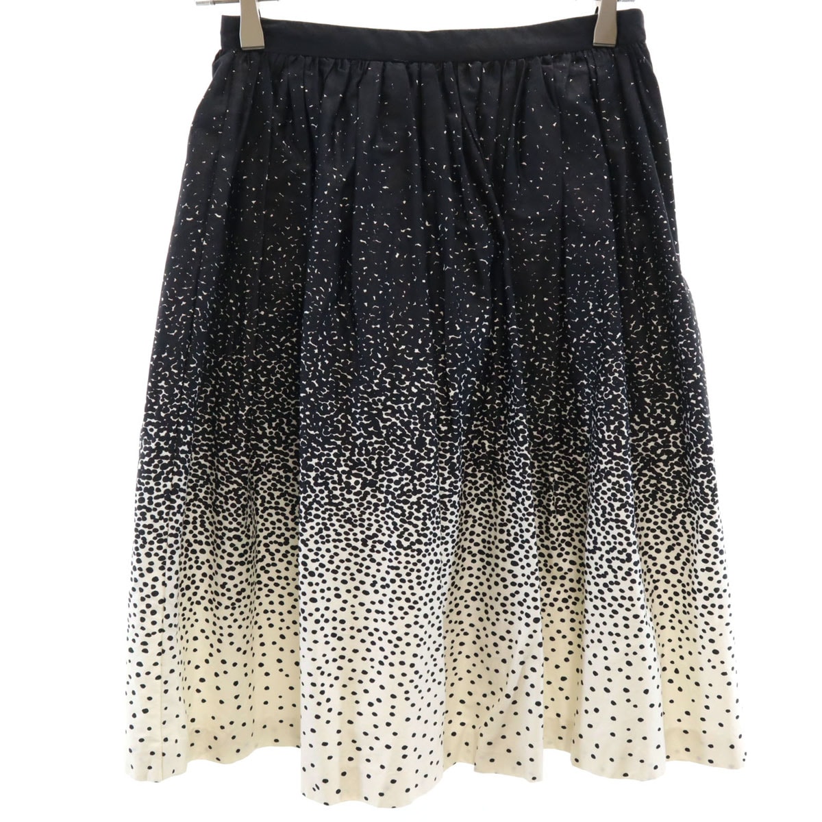 marimekko マリメッコ グラデーションドット柄 ミディ丈 フレアスカート 34 ブラック系 水玉