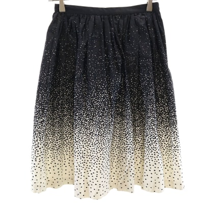 marimekko マリメッコ グラデーションドット柄 ミディ丈 フレアスカート 34 ブラック系 水玉