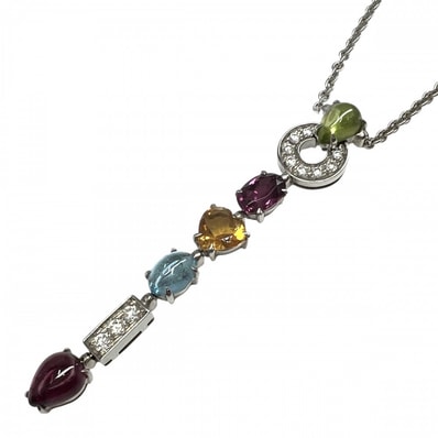 BVLGARI ブルガリ ネックレス アレグラ ペンダント ジュエリー アクセサリー アジャスター付き 18金WG 750 K18ホワイトゴールド ダイヤモンド レディース 約15.0g【中古品】