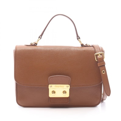 ミュウ ミュウ Miu Miu MADRAS マドラス 2WAY ハンドバッグ バッグ レザー レディース ブラウン系 【中古】