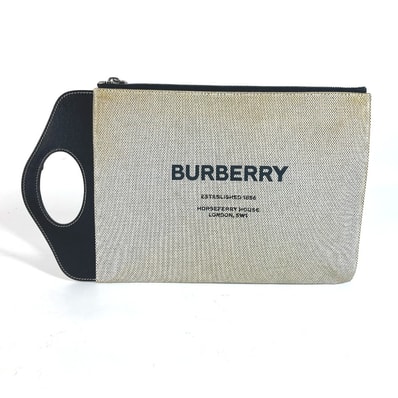 バーバリー BURBERRY ロゴ ハンドバッグ カバン 2WAYバッグ クラッチバッグ グレー