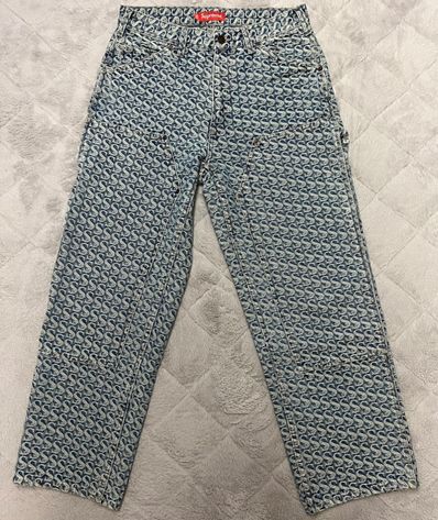 Supreme Monogram Double Knee Denim Painter Pant "Blue"