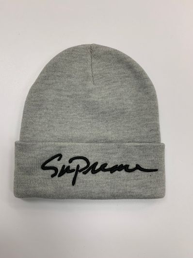 Supreme Classic Script Beanie Grey