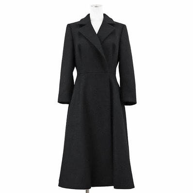【SALE】PRADA プラダ チェスターコート サイズ 42 レディース ウール ツイード/メルトン スナップボタン ロング アウター ブラック 黒 イタリア製
