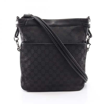 グッチ GUCCI GGキャンバス ショルダーバッグ バッグ キャンバス レザー レディース ブラック系 109097 【中古】