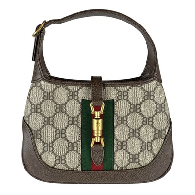 バレンシアガ BALENCIAGA ハンドバッグ ショルダーバッグ BALENCIAGA x GUCCI PVC/レザー ブラウン ゴールド レディース【中古】 z9184
