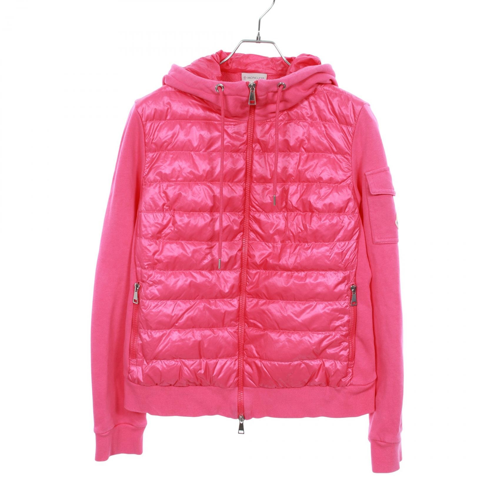 モンクレール MONCLER ジップアップパーカー ダウンジャケット 衣料品 アウター ナイロン コットン レディース ピンク系 8G00028 【中古】