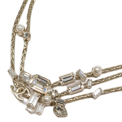 シャネル A22C ココマーク ビジュー&パール リボンチョーカー