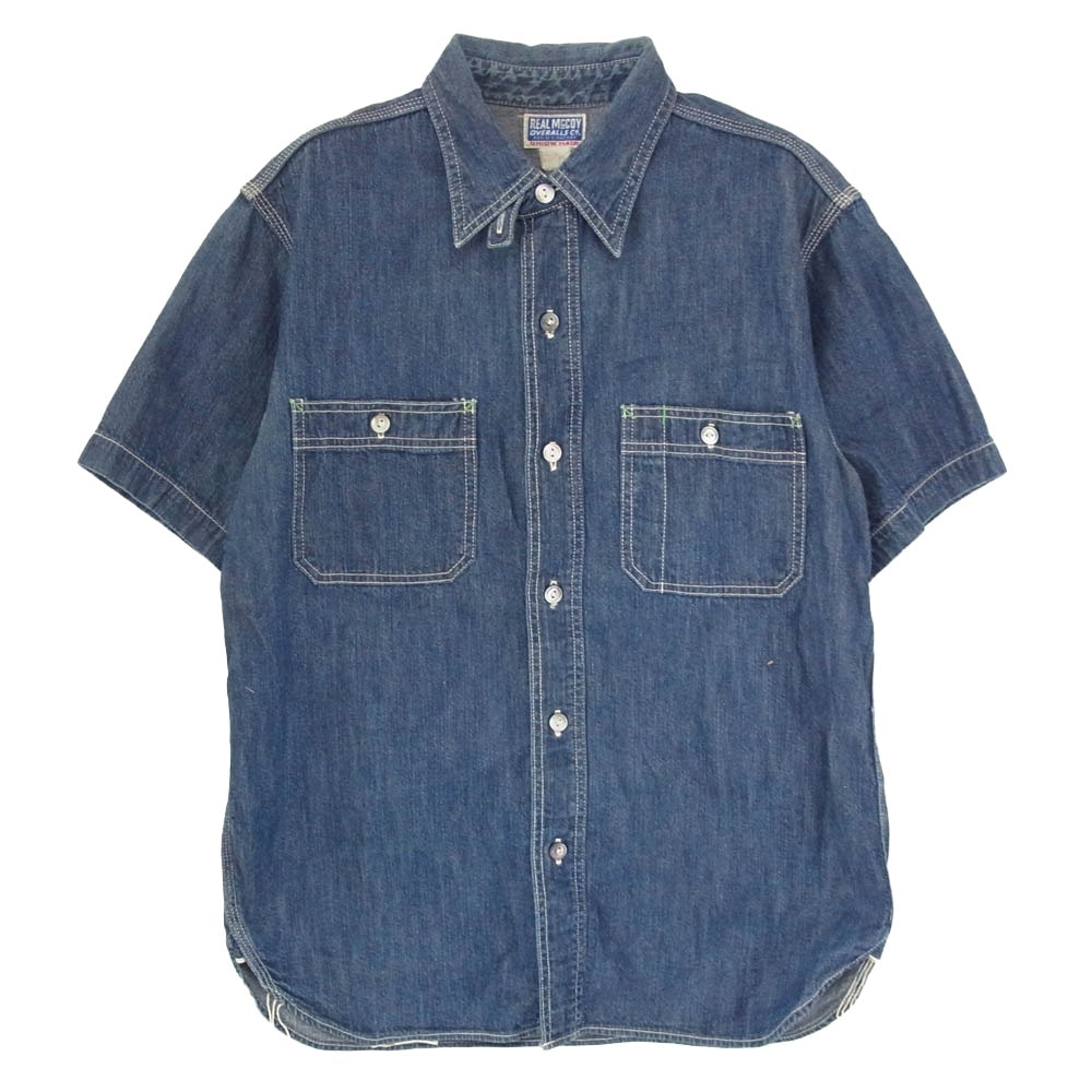 The REAL McCOY'S ザリアルマッコイズ 半袖シャツ デニム 半袖 ワーク シャツ インディゴブルー系 15【中古】