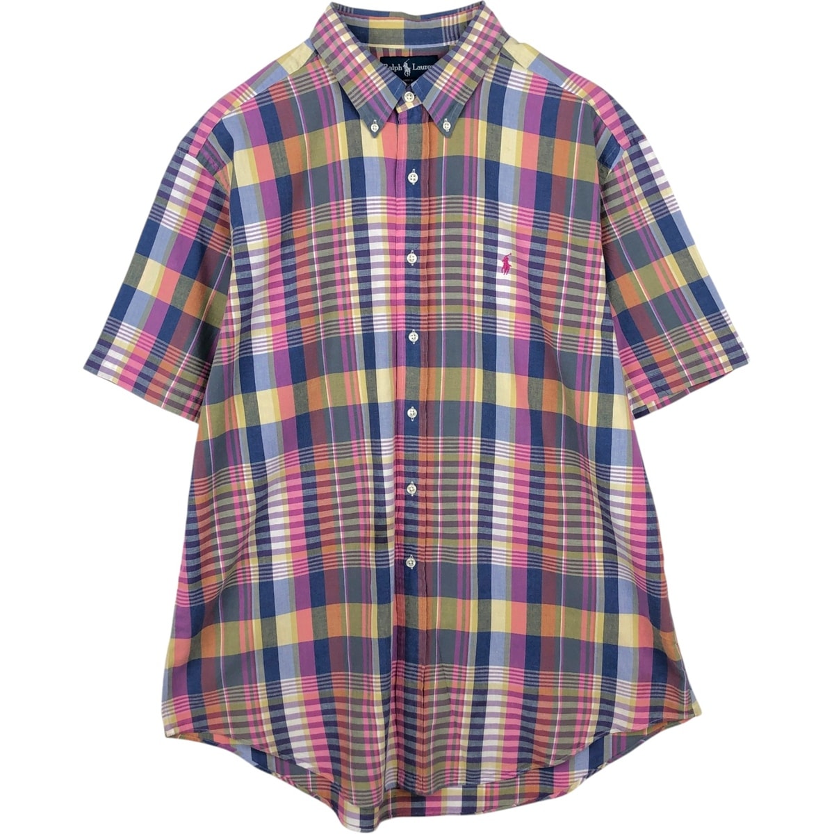 古着 ラルフローレン Ralph Lauren CLASSIC FIT 半袖 ボタンダウン チェックシャツ メンズXL相当/eaa641189