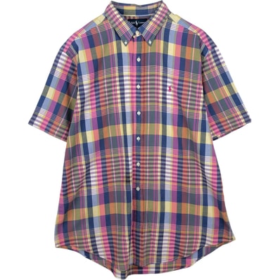 古着 ラルフローレン Ralph Lauren CLASSIC FIT 半袖 ボタンダウン チェックシャツ メンズXL相当/eaa641189