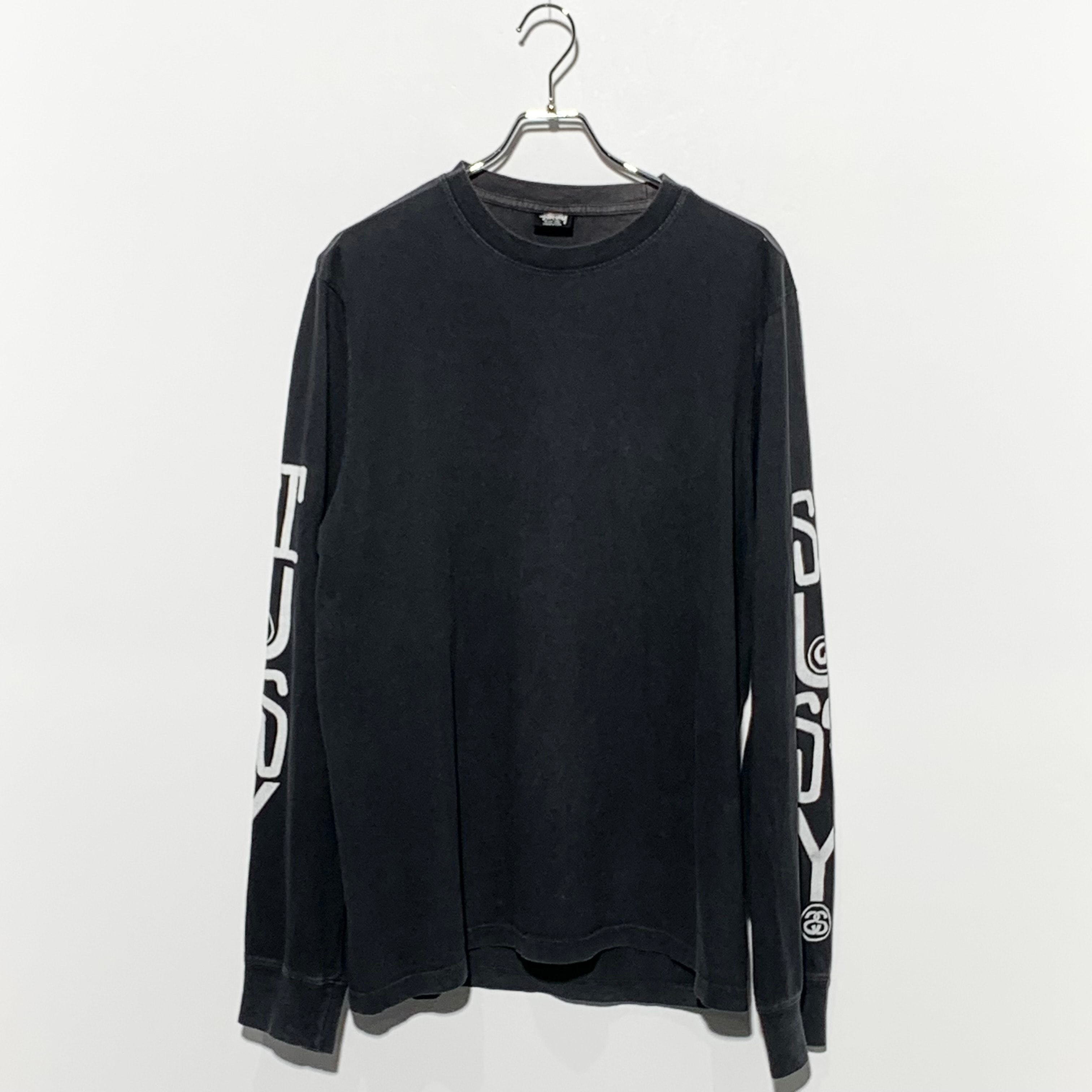 "STUSSY CLASSIC STACK PIG. DYED LS TEE Black