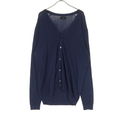 美品 ZARA ザラ 長袖 Vネック カーディガン L ネイビー