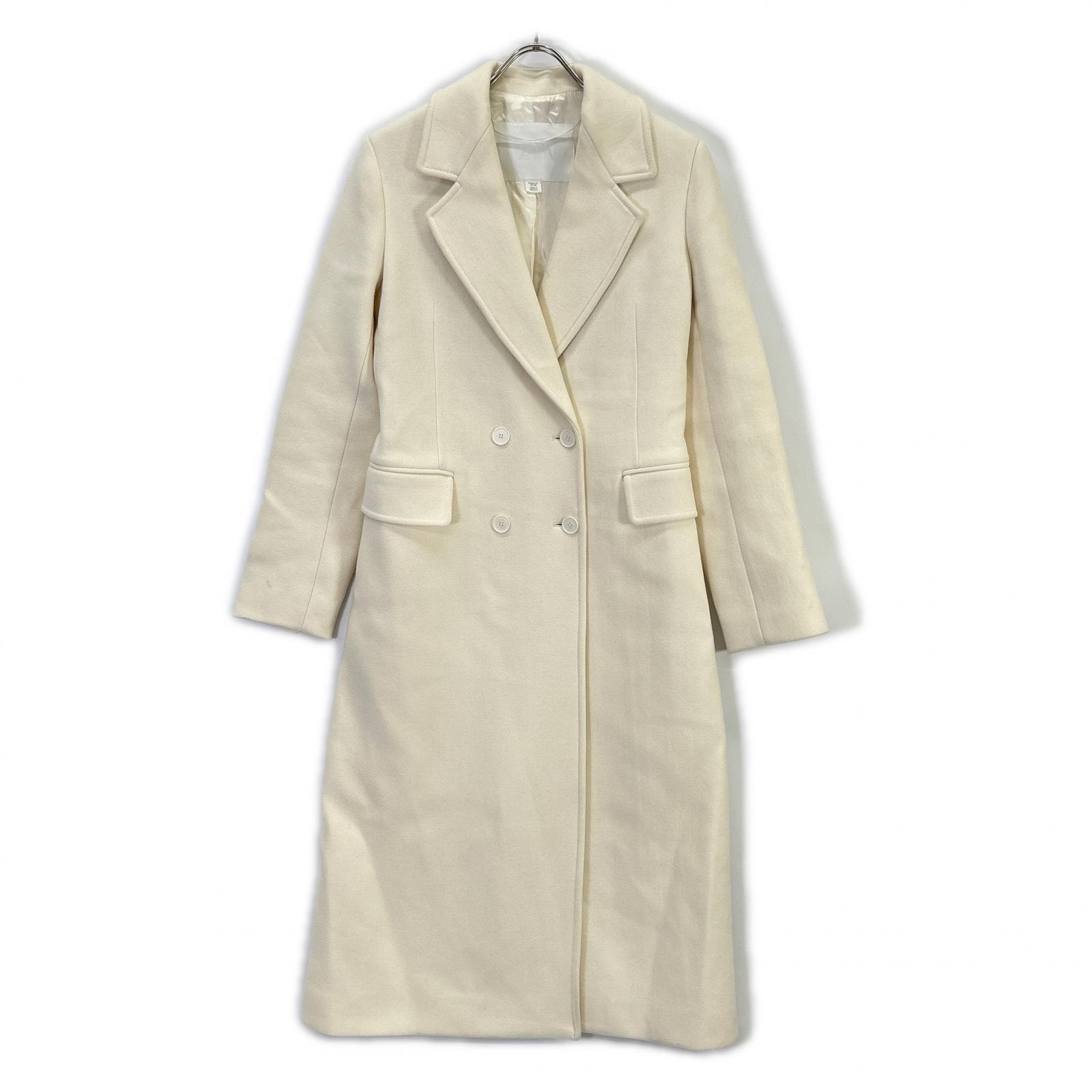 ザラ アイボリー ZWコレクション ウール混 MANTECO ダブルブレストコート XS