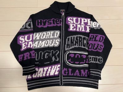 Supreme x HYSTERIC GLAMOUR Logos Zip Up Sweater "Black"