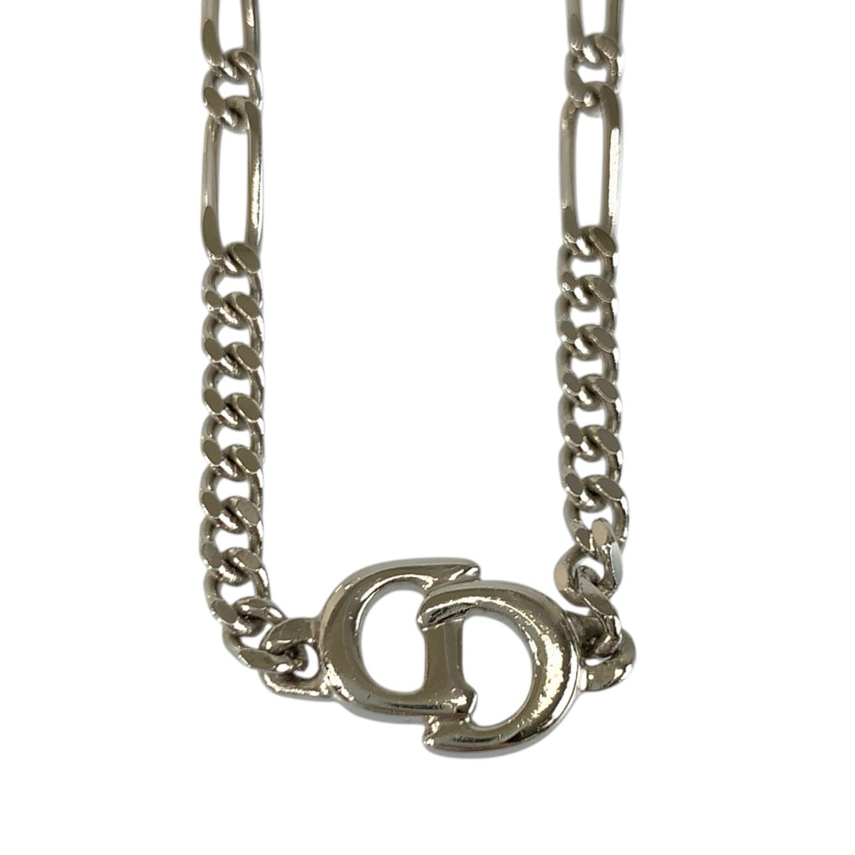 美品 Christian Dior クリスチャンディオール ヴィンテージ CDロゴ シルバー メッキ ネックレス 602597 【中古】