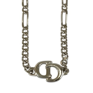 美品 Christian Dior クリスチャンディオール ヴィンテージ CDロゴ シルバー メッキ ネックレス 602597 【中古】