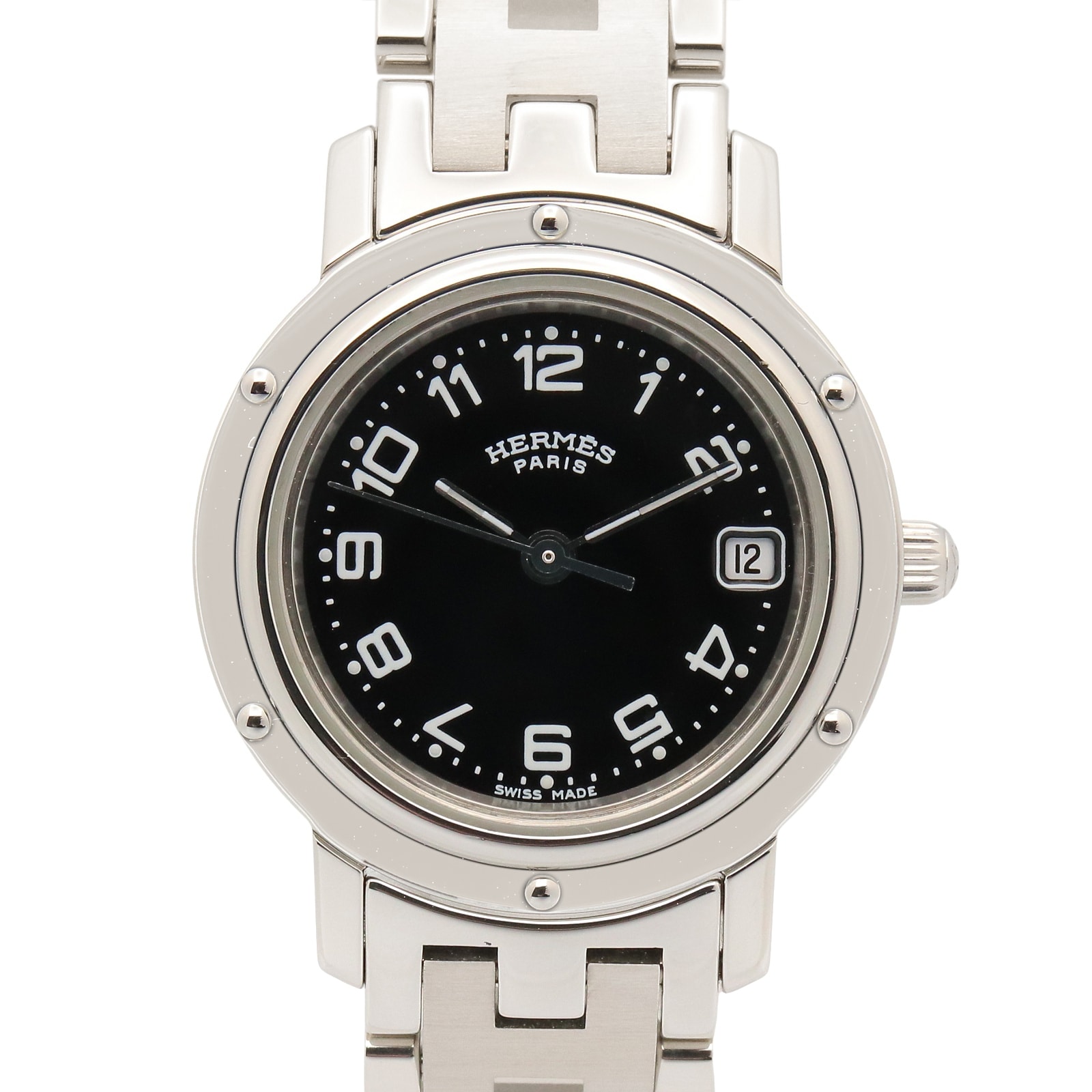 에르메스 HERMES 클리퍼 시계 스테인레스 스틸 여성용 블랙 CL4.210 [중고]