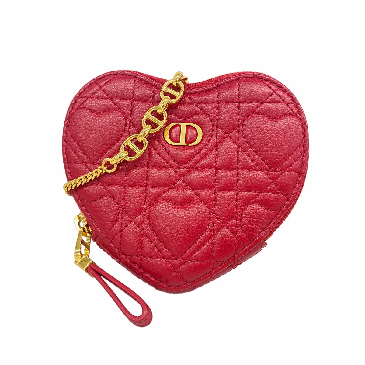 ★最終価格★SALE【6he4677】クリスチャンディオール ショルダーバッグ カロ レザー レッド ゴールド金具【中古】レディース