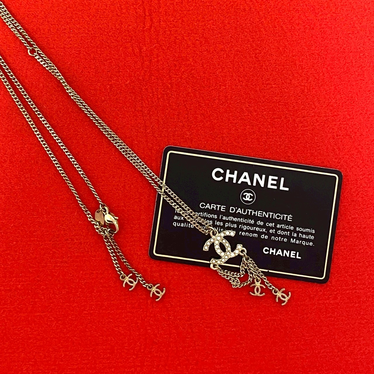 CHANEL シャネル ココマーク GP ラインストーン フェイクパール ネックレス ゴールド
 79634