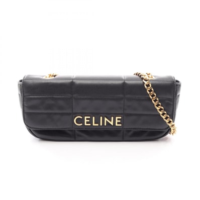 セリーヌ CELINE マトラッセ モノクローム ショルダーバッグ バッグ レザー レディース ブラック系 111843EPZ 【中古】