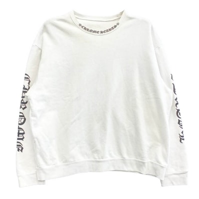 CHROME HEARTS クロムハーツ(原本無) スウェット SWTSHRT PLVR ネックロゴプリント クルーネック スウェット ホワイト系 L【中古】