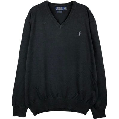 古着 ラルフローレン Ralph Lauren POLO RALPH LAUREN Vネック コットンニットセーター メンズL相当/eaa670133