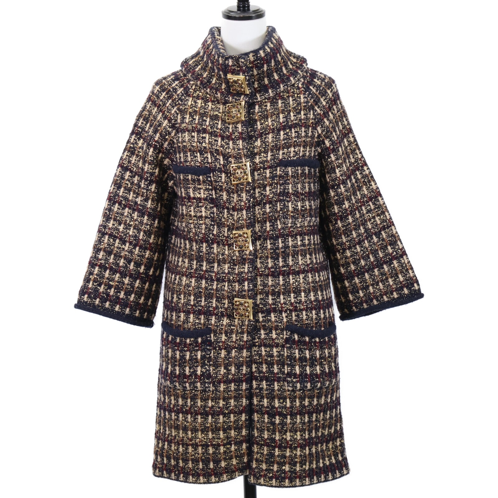 シャネル 【美品】P41671K03112 グリボアボタン ウールxカシミヤ ニット 36