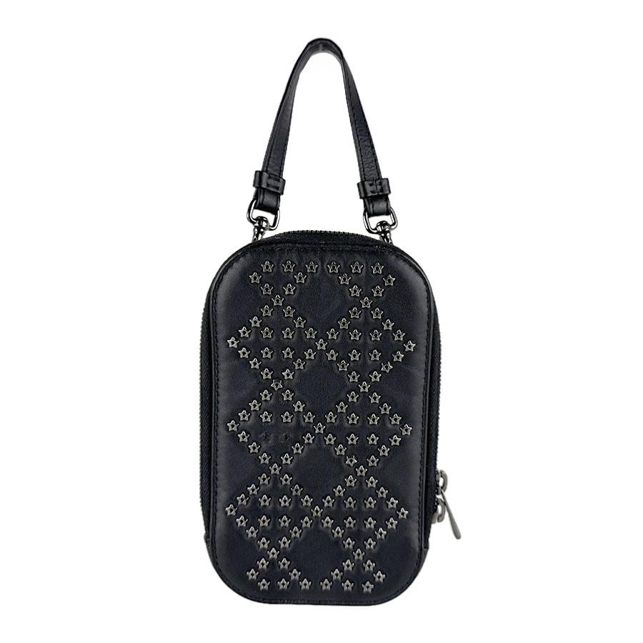 クリスチャンディオール Christian Dior  フォンポーチ フォンケース レザー ブラック レディース【中古】 z9574